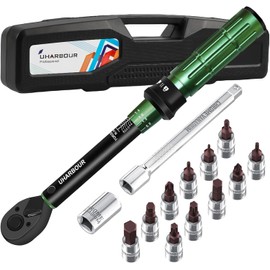 Uharbour 3-25 Nm Torque Wrench for Bicycles, 1/4 Torque Wrench, Bicycle Torque Wrench Set with Bits and Extension Rod for Bicycles, ±3% Error Accuracy, Small Torque Wrench