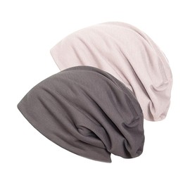 Voarge Pack of 2 Beanie Hat, Thin Slouch Cotton Hat, Headwear, Sleep Cap, Chemo Hats for Men and Women, multicoloured