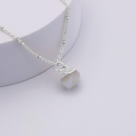 Bixorp Mondstein Halskette - Das Sakralchakra - Edelstein Chakra Anhänger Geschenk - 925 Silberne Halskette