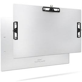 Three Clip Aluminum 11x17 Clipboard Metal Stainless Hangable Clipboards Art Pen Holder Extra Large Clip Board for Business Medical Professionals Workshop (Silver, A3-3Clip)