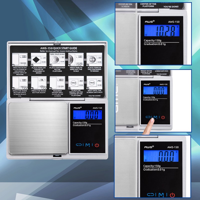 AWS Series 150gram Silver Digital Pocket Scale 150G X 0.01G