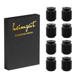heimzeit Cabinet Knobs Core for Doors, Drawers and Dressers Made of High Quality Aluminium [Pack of 8] Colour: Black, Stylish Design, Furniture Knobs with Single Hole Handle and Screws