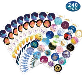 Fancy Land Eid Al-fitr Stickers 240 Pcs Ramadan Kareem and Eid Stickers Sheets Gift Tag Al-fitr Sticker for Kids