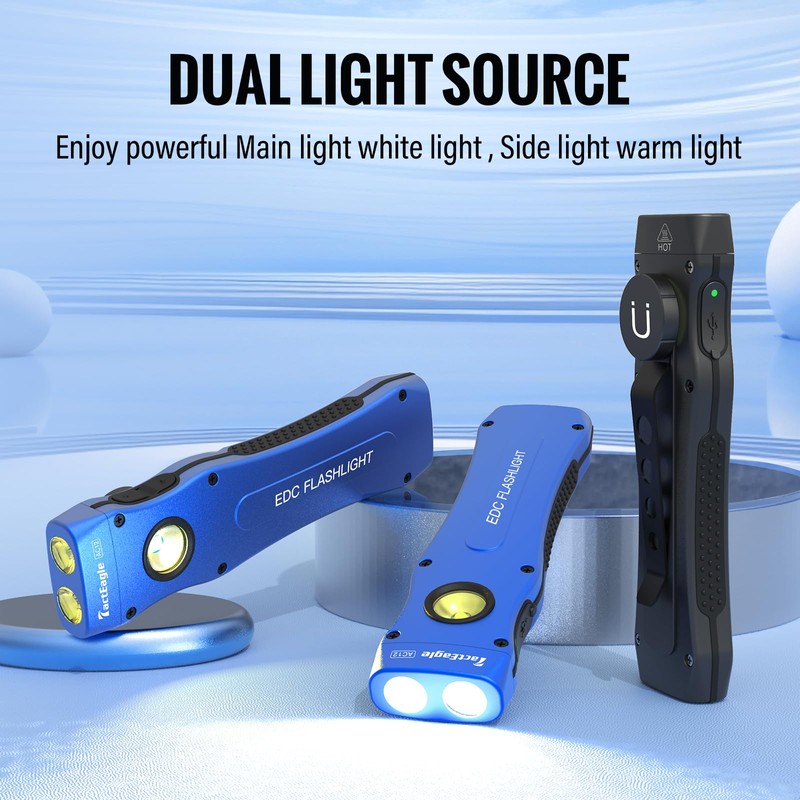 TactEagle AC12 Rechargeable EDC Flashlight 1100 Lumens, Pocket LED High