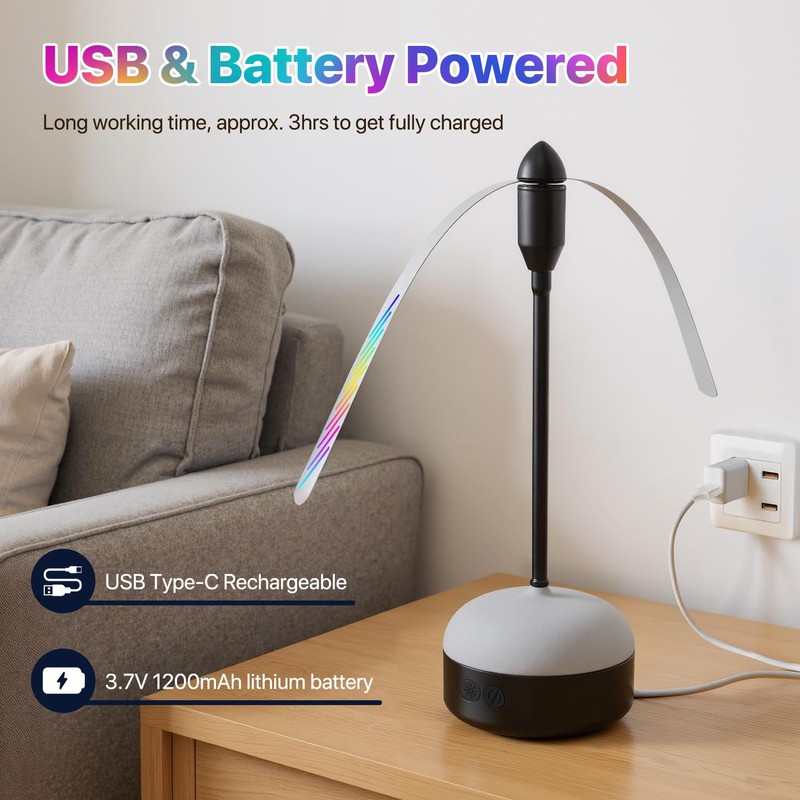 GUSTYLE 2 Pack Fly Fans for Tables with LED Light,