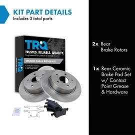 TRQ Rear Brake Pad & Rotor Kit Brake Pads Brake Rotor Ceramic Compatible with 2013-2018 Ford C-Max 2013-2016 Escape 2014-2018 Transit Connect