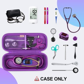 BOVKE Stethoscope Case for 3M Littmann Classic III, Lightweight II S.E, MDF Acoustica Deluxe Stethoscopes - Extra Room for Medical Bandage Scissors EMT Trauma Shear and LED Penlights, Dark Purple
