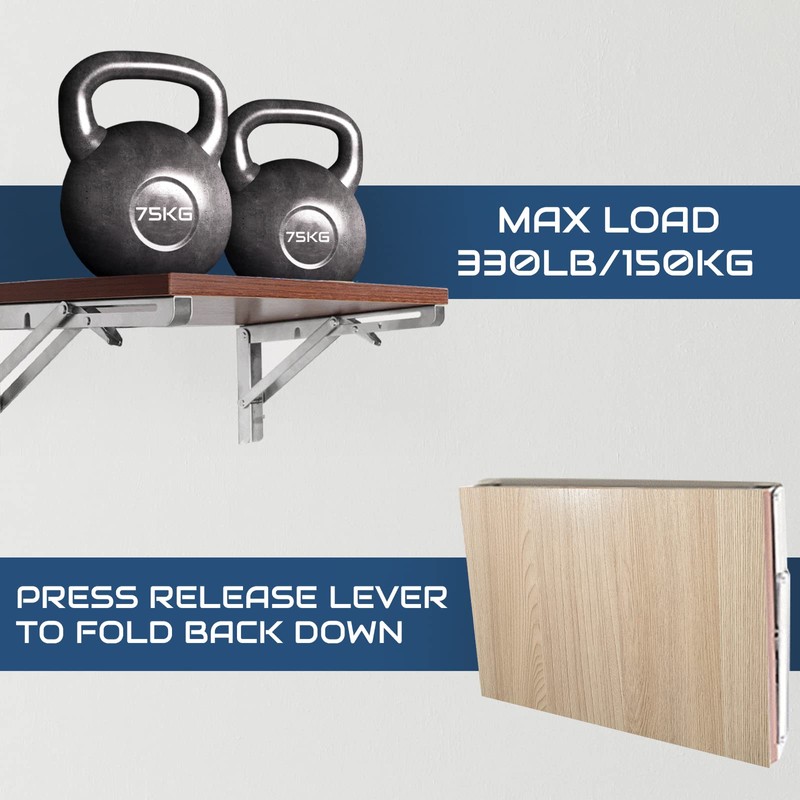 Doppy 12" Folding Shelf Brackets Heavy Duty Stainless Steel Collapsible
