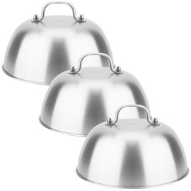 JIEHIN 16 cm Burger Bell, Set of 3, Stainless Steel Melting Bell with Handle, Burger Bell, Stainless Steel Burger Covers for Cheeseburgers, Grill Steak