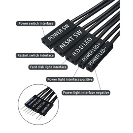 COMeap Front Panel Connector for Motherboard Am4 Am5 AMD X670e Z790, Motherboard Extension Cable with Front Panel Plug POWE LED+/-, HDD LED, Power SW, Reset SW,HD Audio, Front USB Extension (21in)