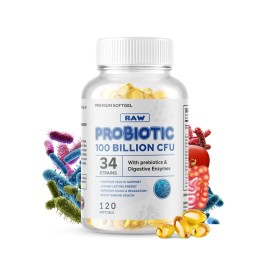 Raw Probiotics 100 Billion CFU Potency Digestive Immune Health 120 Capsules USA