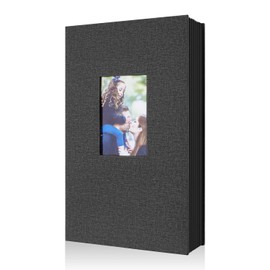 Benjia Photo Album 6x4 Slip in, Linen 300 Pockets Photo Albums Holds Landscape Only 10x15cm Picture Black