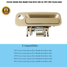 Exterior Outside Door Handle Front Driver Left Side Compatible with 1997 1998 1999 2000 2001 Toyota Camry 97 98 99 00 01 - Gold