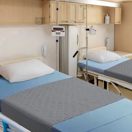 HUNAIGEE Washable Non-Slip Incontinence Bed Cover Reusable Incontinence Bed Pads with Tuck-in Sides Super Absorbent Large Waterproof Bed Wetting Protector Underpads 39x39inch Grey