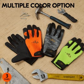 Vgo... 3 Pairs High Dexterity Touchscreen PU Leather Work Gloves Multipurpose(PU8718)