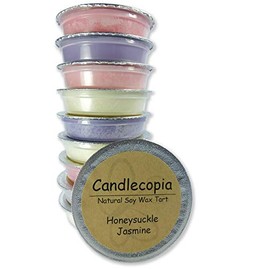Candlecopia Honeysuckle Jasmine, White Lilac, Hyacinth, Japanese Cherry Blossom and More! Strongly Scented Hand Poured Premium Natural Soy Wax Melt Cups, 12.5 Ounces in 10 x 1.25 Ounce Sealed Cups