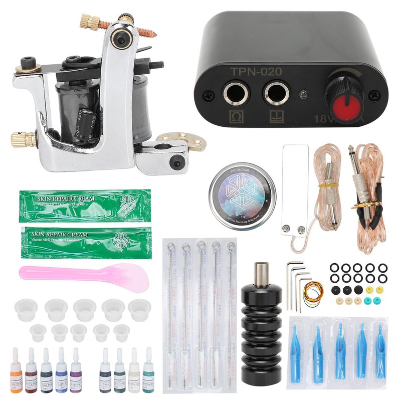 Coil Tattoo Machine Kit Clip Cord Foot Pedal Power Supply