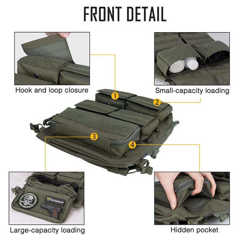 IDOGEAR Tactical Pouches Zip-on Panel Pouch Military Vest Accessory Bag
