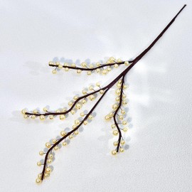 1 PCS Champagne Pearl Branches, 42cm Bendable Artificial Beaded Stem for Vase Arrangement, Wedding Centerpiece, Home Decor