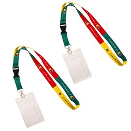 Desert Cactus Cameroon Country Flag Lanyard 2-Pack Detachable Breakaway Waterproof Zip Card Ship Pass ID Holder Snap Buckle Mens Womens Kids Adult (Cruise)