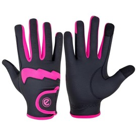 eGlove GripPro LITE 2024 - Lightweight, Breathable, Grippy & Hardwearing Equestrian Riding Gloves - Touchscreen Friendly (Black/Pink (2024), Large)