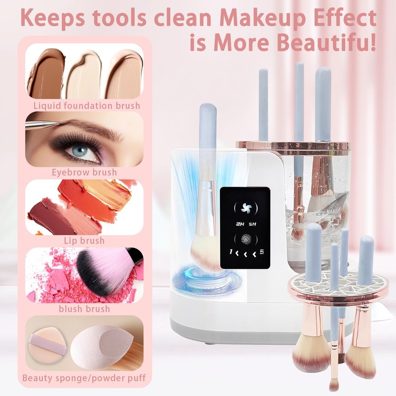 amusediy Makeup Brush Cleaner: LCD Touchscreen Electric Automatic Washer and