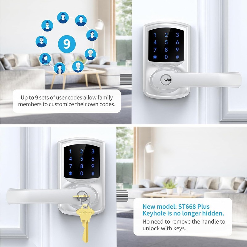 Signstek Keyless Entry,Digital Smartcode Door Lock for Front Door,Keypad Door