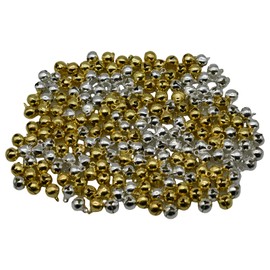 Maydahui 200 PCS Mini Christmas Jingle Bells Small Ornaments 0.31 Inches 8 mm Alloy Gold Silver Color Bead DIY for Sewing Wedding Jewelry Findings Crafts Decorations