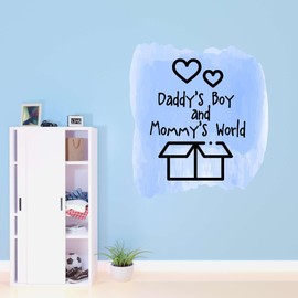Design With Vinyl Loving Love Wall Decal Daddy's Boy and Mommy's World Baby Boy Nursery Play Room Watercolor - Size: 9 in X 10 in