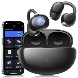 AMINY Open Ear Earbuds - Comfort Clip-On Earbuds, Lightweight Open Ear Headphones with 163 Languages AI Translation and Anti-Drop Design, 48H Play Bluetooth 5.4 Fit Sports Travel