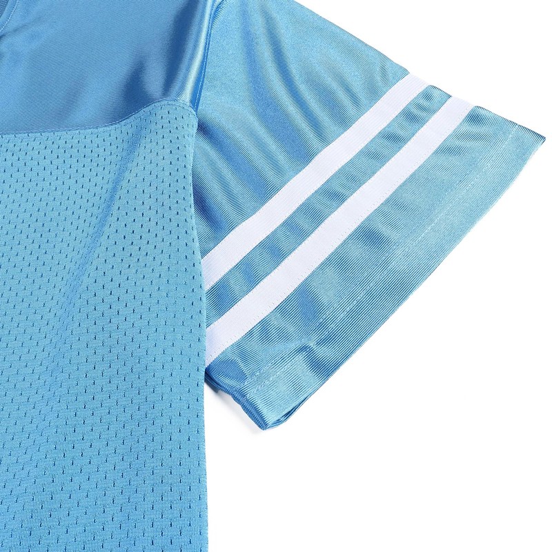 Pullonsy Light Blue Football Jerseys for Men Women Replica Workout