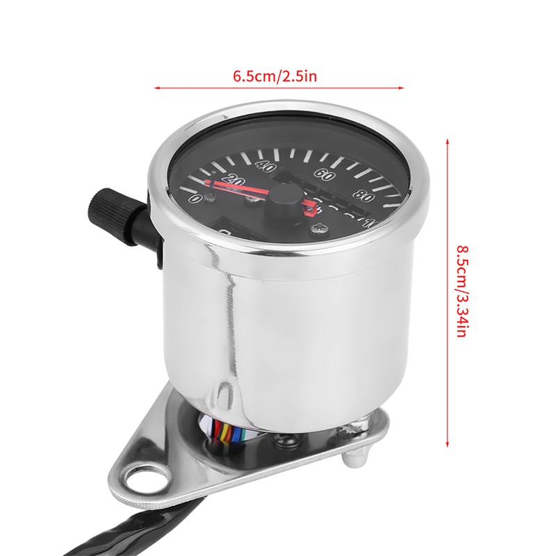 65mm Black Face LED Mechanical Motorcycle Speedometer Odometer Gauge with