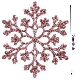 12 Pieces Glitter Snowflake Christmas Tree Ornament Pendants, 10CM Christmas Snowflakes Christmas Hanging Decoration, Xmas Home Décor, Christmas Party Supplies, Rose Gold
