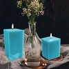 Girimax Turquoise Blue Square Ribbed Flameless Candles with Remote, Flickering