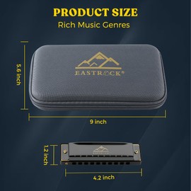 EASTROCK Harmonica Set with 7 Buttons 10 Hole.Key c d e f g a Bb, Diatonic Harmony for Professional Players, Beginners, Gifts for Students, Adults, Friends