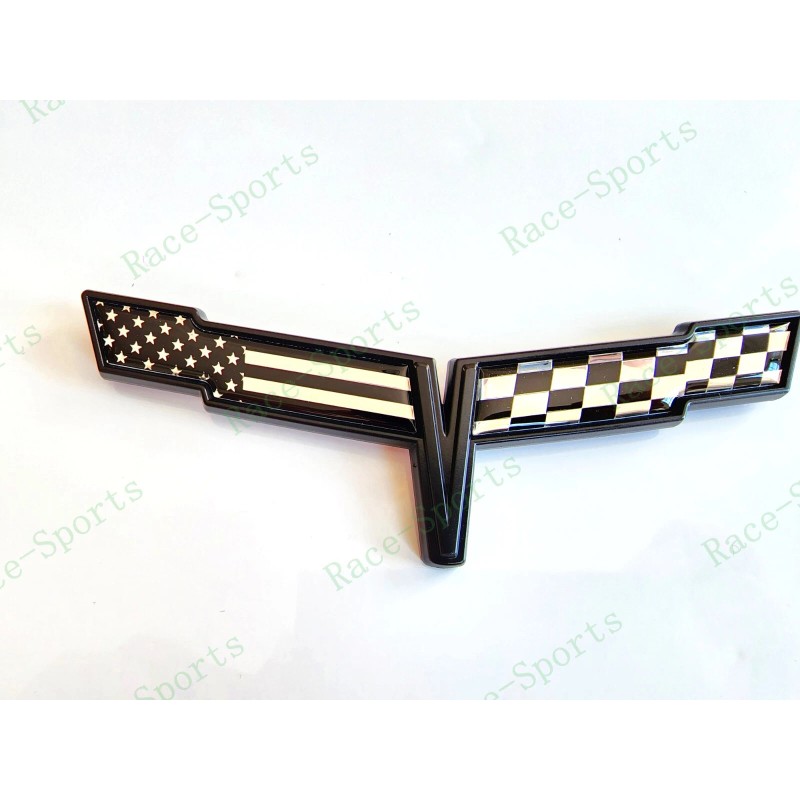 AUTO 2PC Black FRONT NOSE Rear Gas Lid Crossed Black