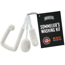 Brushtech 3-Piece Sommelier’s Washing Kit - USA Made Glass Cleaning Brushes with Tapered Foam Heads for Decanters, Flutes, Goblets - Scratch-Free Handles & Long-Lasting Shape Retention