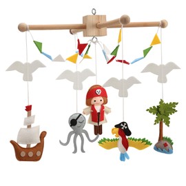 Pirate Baby Mobile Nursery Hand Made Felt Baby Mobile Pirate Ship Sea Ocean Waves Nursery Hanging Crib Mobile