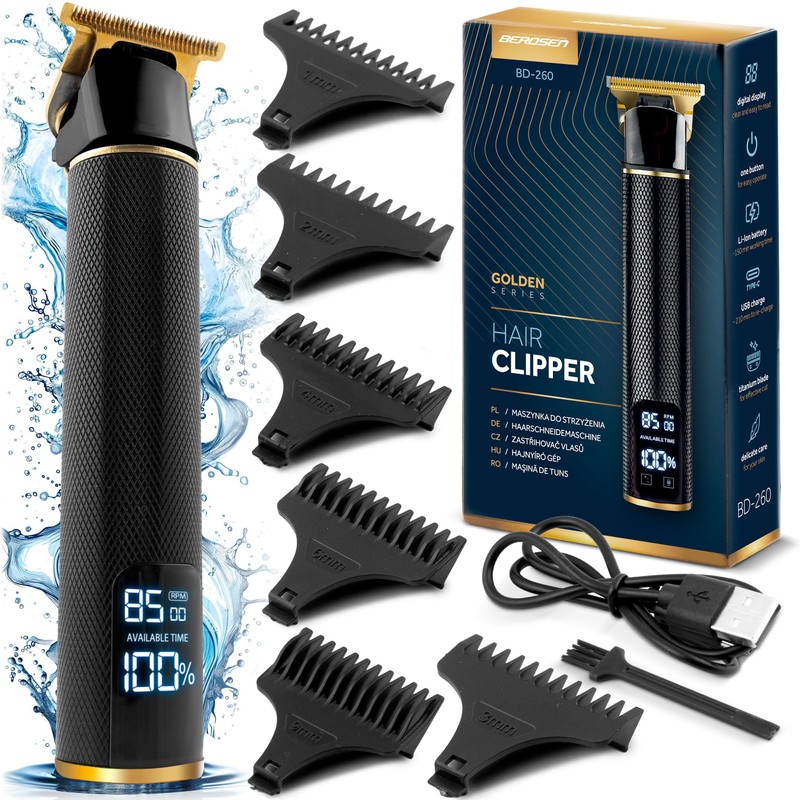 Berdsen Men's Electric Beard Trimmer 6 Attachments 1 to 9