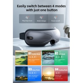 llano Christmas Gifts,Upgrade Eye Massager with Heat, Portable with Bluetooth Music, Eye Mask Sleep Foldable Face for Relax Dark Circles Dry