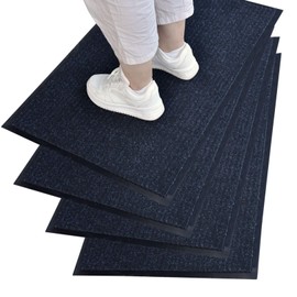 BESEA 4PACK Dirt Trapper Door Mat 36"x24" Heavy Duty Indoor Outdoor Rubber Backed Entrance Mats, Non-Slip, Absorbent & Waterproof, Perfect for Garage, Kitchen, Home, Office (Dark Blue)