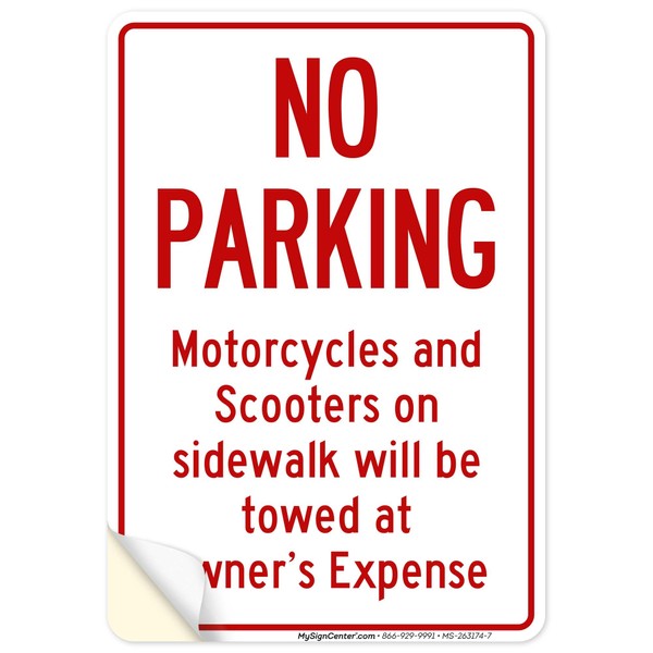 No Parking Motorcycles And Scooters On Sidewalk Will Be Towed
