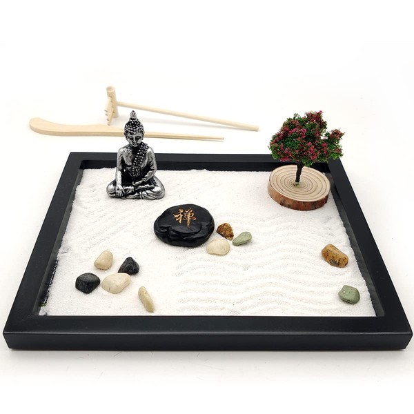 LuXianYS Japanese Zen Sand Garden, Mini Zen Garden Set, Zen