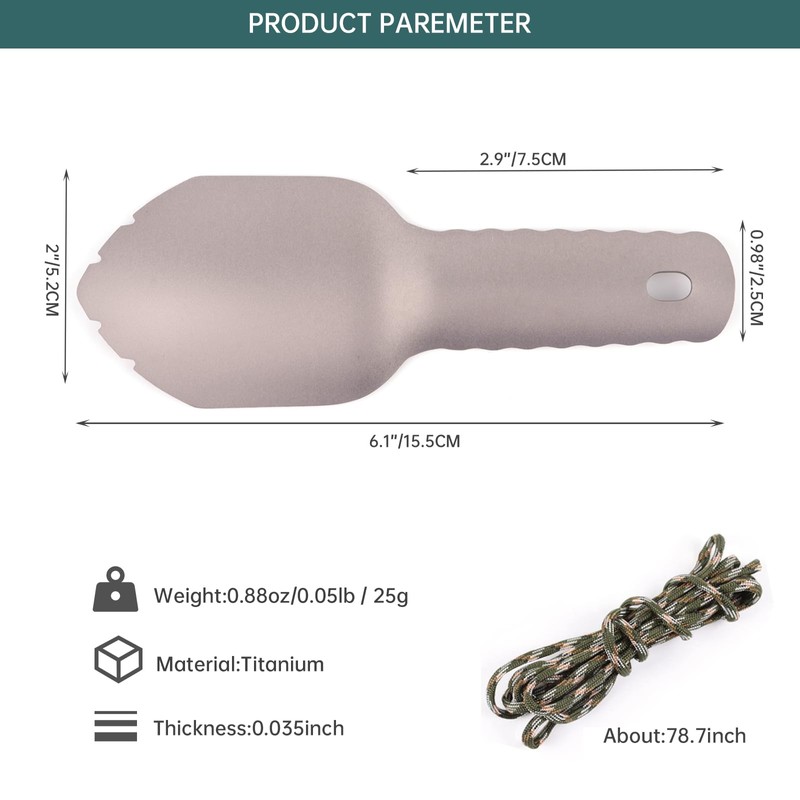 Ultralight Titanium Camping Trowel Backpacking Trowel Portable Camping Shovel Hiking