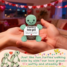 Mini Funny Turtle Valentines Day Gifts for Him Her, Wife Husband Girlfriend Boyfriend I Love You Gift, Couples Anniversary Birthday Gifts Ideas for Men Women, Crochet Turtle Valentines Decorations