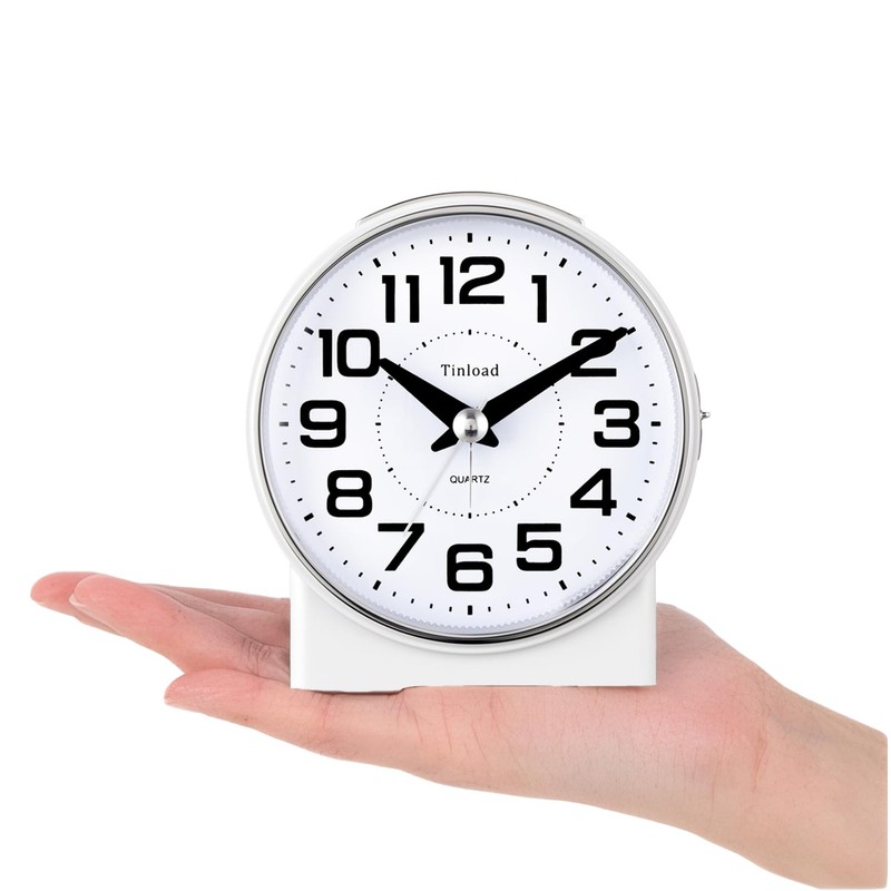 4.3" No Ticking Analog Alarm Clock,Silent Readable for Seniors,Easy to
