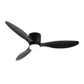 GESUM Ceiling Fan with Light, 42" Low Profile Ceiling Fan with 3 Colors, 6 Speeds, Timing,Black Outdoor Ceiling Fan with Remote Control 3 Blades for Kitchen Bedroom Dining Room (Black)