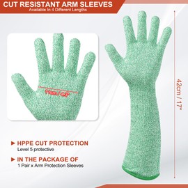 MECCANIXITY Cut Resistant Sleeves with Gloves, 17 Inch Arm Protection Sleeve HPPE Farmer Gardening Sleeves for Work Kitchen, Welding, Farming, Green