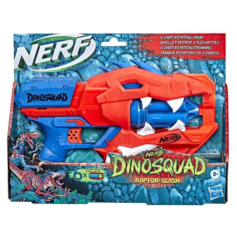 Nerf DinoSquad Raptor Slash Blaster, 6 Dart Rotation barrel, Quick