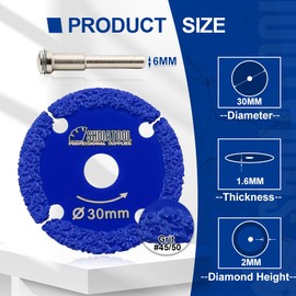 SHDIATOOL Diamond Cutting Disc Saw Blades with 5pcs 6MM Round Shank 30MM Cut Off Wheel Metal Cutter for Steel Tube Iron Rebar Abrasive Wheel 5pcs